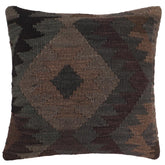 handmade Traditional Pillow Gray Black Hand-Woven SQUARE 100% WOOL Hand woven turkish pillow2' x 2'
